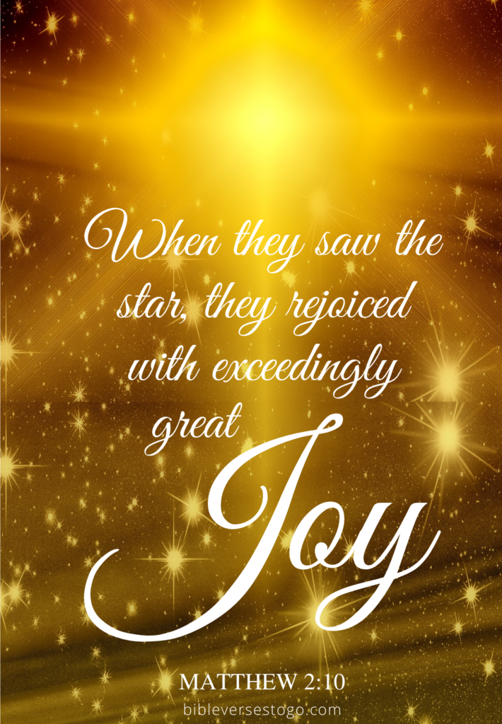 Star of Bethlehem - Matthew 2:10 - When they saw the star, they rejoiced with exceedingly great joy!